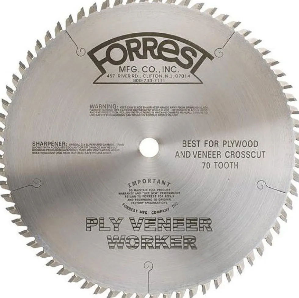 Forrest Ply Veneer Worker Blade - 10 inch 70 tooth - PVW