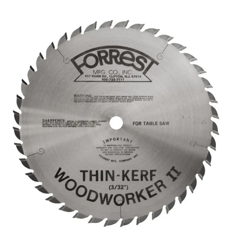 Forrest Woodworker II Combination: 10" x 40 Tooth - 3/32" Thin Kerf